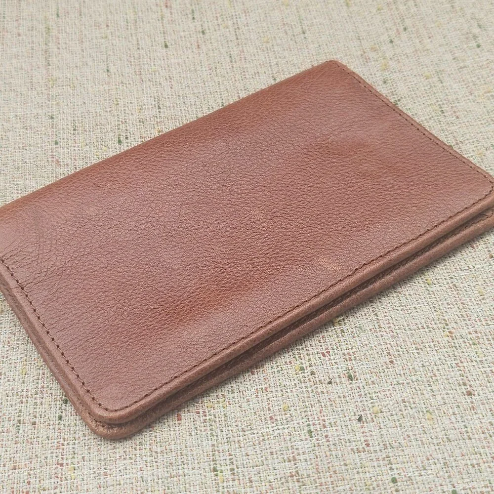 Travel Passport Holder Card Holder Brown Real Genuine Leather Handmade Purse - Picture 2 of 11